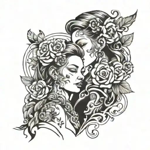 mom and daughter unique tattoo tattoo design idea