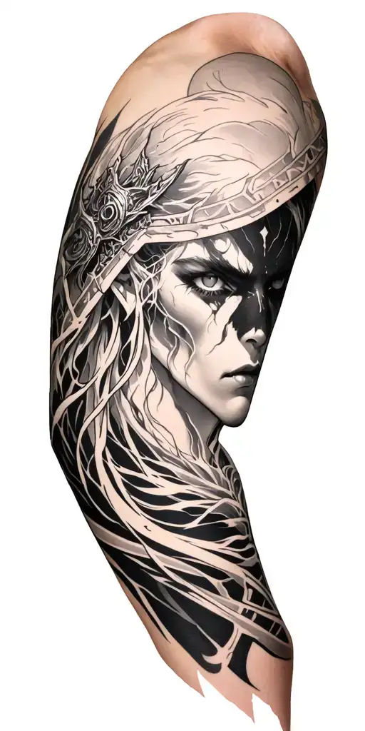🛡️ Elden Ring Full Arm Sleeve Tattoo Concept (Base Game + DLC) tattoo design idea