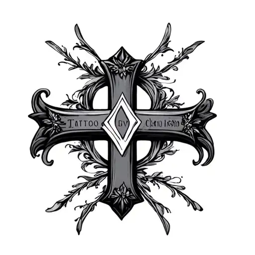 cross with initials DV tattoo design idea