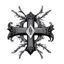 cross with initials DV tattoo design idea