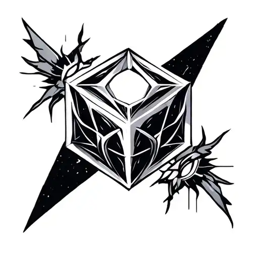 loki sigil with tesseract cube tattoo design idea