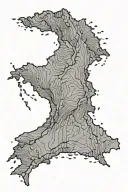 jagged dark lines forming outline map of Costa Rica  tattoo design idea
