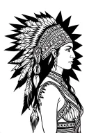 diamond geometric sexy native american woman standing tattoo design idea