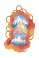 Swiss mountains with scouting logo intertwined with rope  tattoo design idea