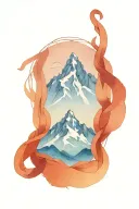 Swiss mountains with scouting logo intertwined with rope  tattoo design idea