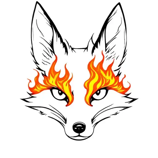 fox with fire as eyes like fire tattoo design idea