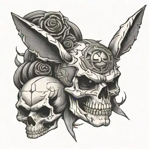 Skull and pikachu tattoo design idea