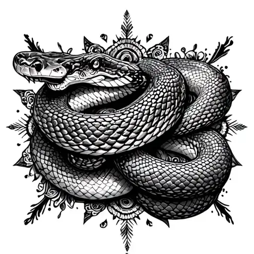 snake and mandala design incorporating tattoo design idea