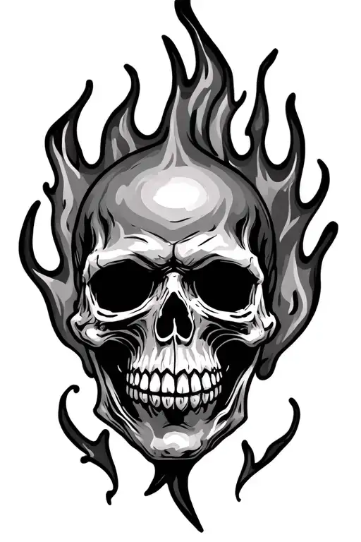 hot rod ghoul flames skulls tattoo design idea