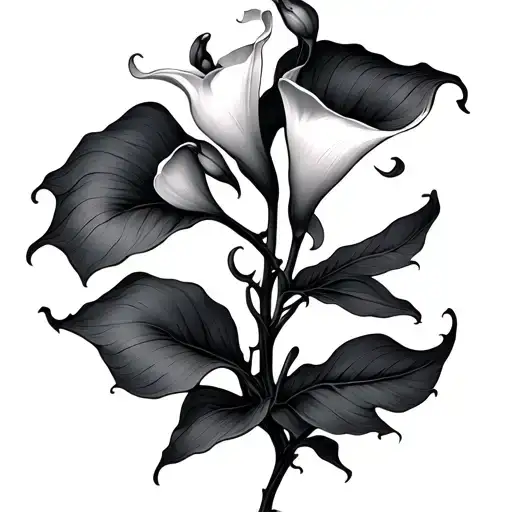 nature like trees with calla lily tattoo design idea