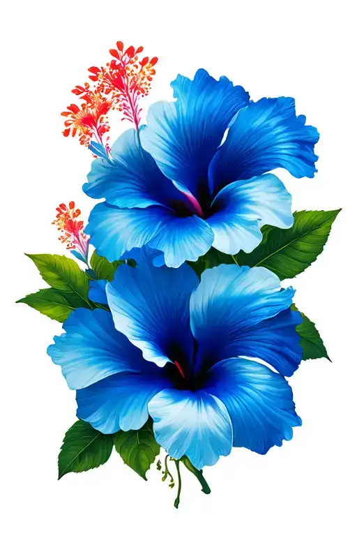 blue hibiscus flowers tattoo design idea