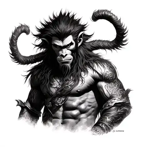 sun wukong full body tattoo design idea