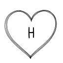 letter h inside simple fine line love heart tattoo design idea