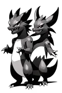 gengar, charizard, vulpix standing together tattoo design idea