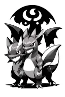 gengar, charizard, vulpix standing together tattoo design idea