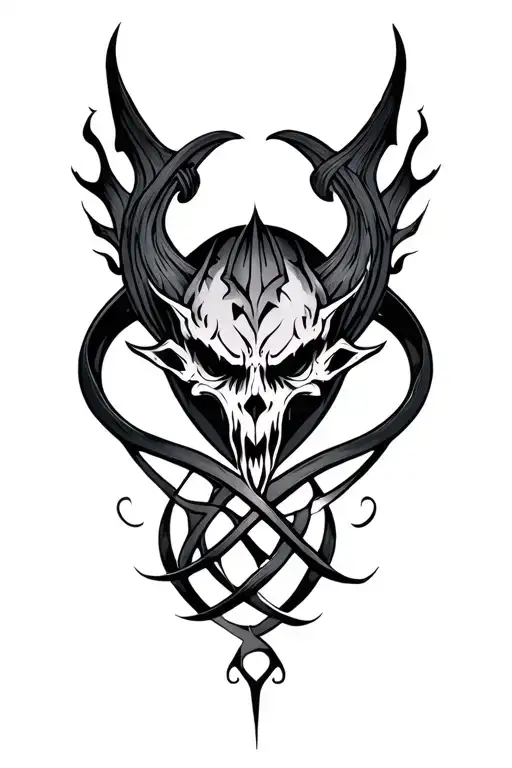 demonic symbols intertwined tattoo design idea