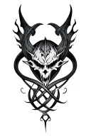 demonic symbols intertwined tattoo design idea