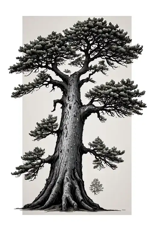 giant sequoia tree outline tattoo design idea