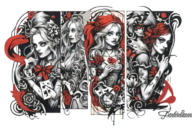 alice in wonderland sleeve tattoo tattoo design idea