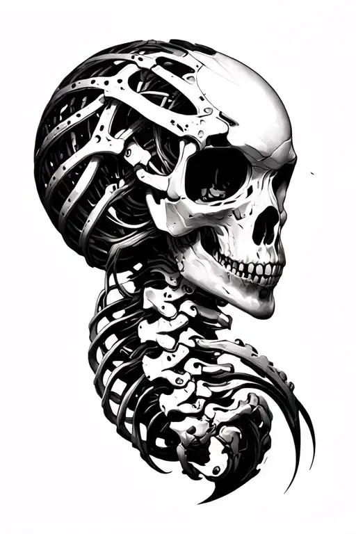 biomechanical spinal cord transformer tattoo design idea