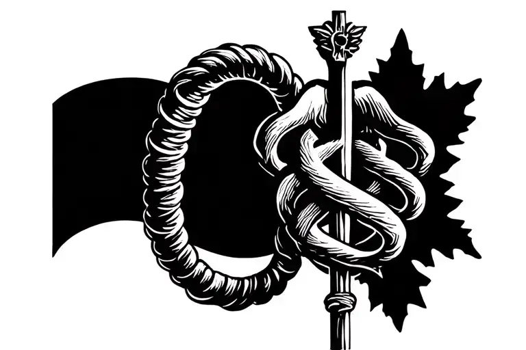 rod of asclepius with sward handle tattoo design idea