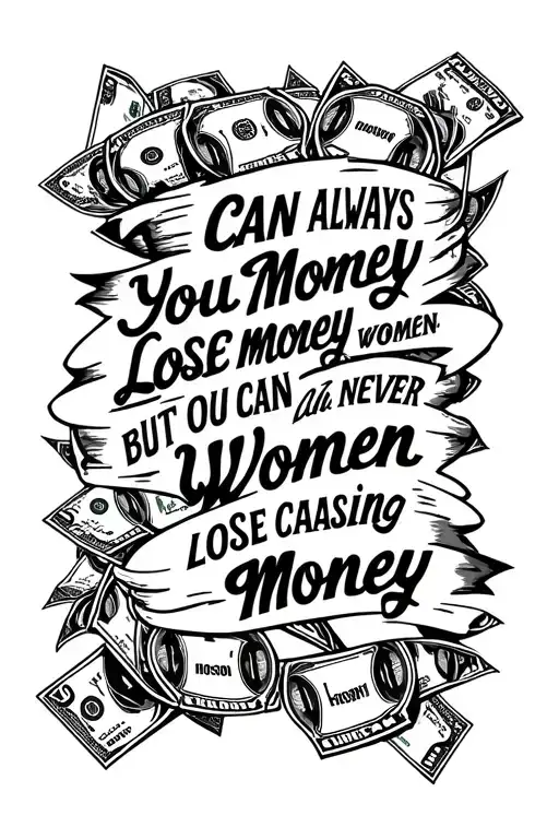 you can always lose money chasing women but you can never lose women chasing money tattoo design idea