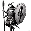 spartan with a spear and shield tattoo design idea