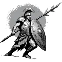 spartan with a spear and shield tattoo design idea