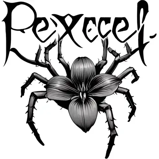 rexcel name with spiderlily tattoo design idea