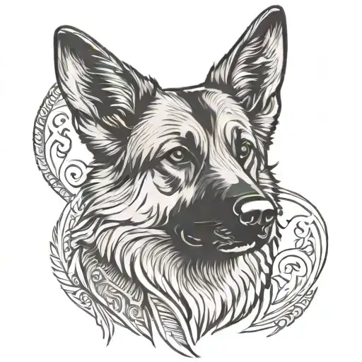tribal german shepherd dog tattoo design idea