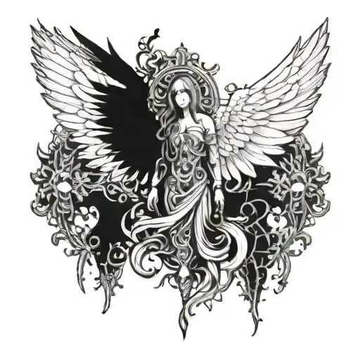 seraphim no body 6 wings gothic tattoo design idea