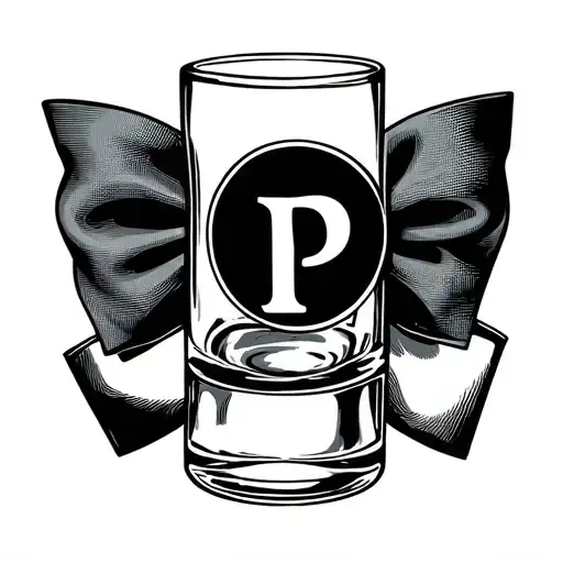 Pepper shaker with the letter P on the glass section attached to a bowtie with the letter O in the circle section tattoo design idea