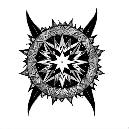 wofl and north star and david geometric mandala design tattoo design idea