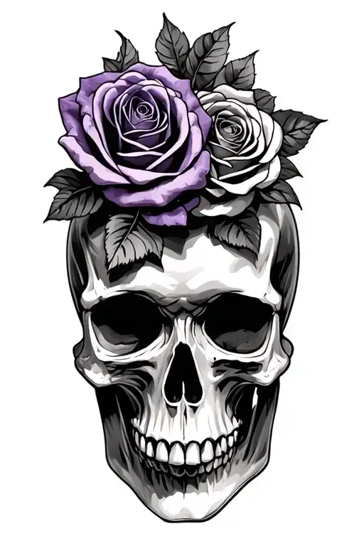 army skulls wedding love purple roses tattoo design idea