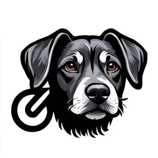 Minimalist dog link symbol tattoo design idea