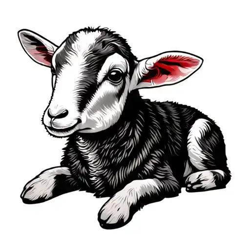 lamb laying tattoo design idea