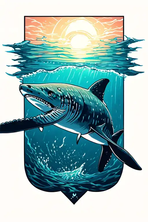 whale shark swimming tattoo design idea