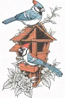 cardinal and bluejay tattoo design idea