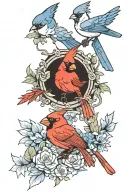 cardinal and bluejay tattoo design idea