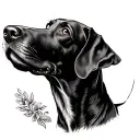 weimaraner dog howling tattoo design idea