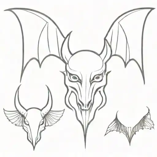 simple devil horns tail and wings made tattoo design idea