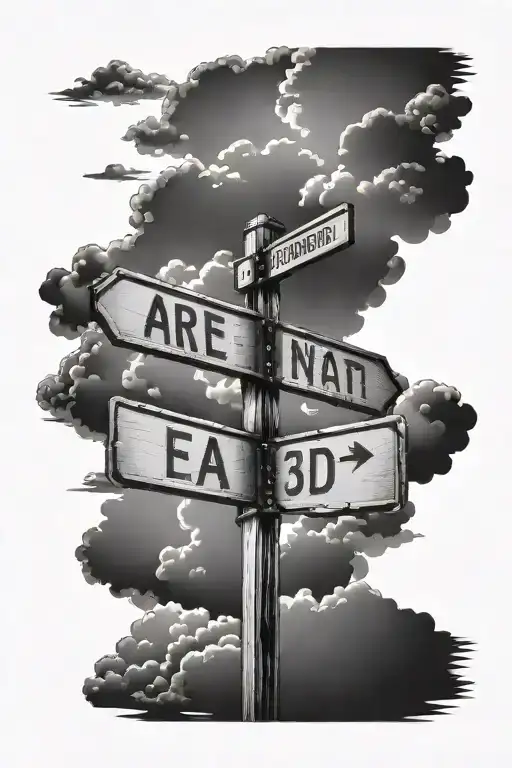 street sign with clouds tattoo design idea