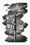 street sign with clouds tattoo design idea