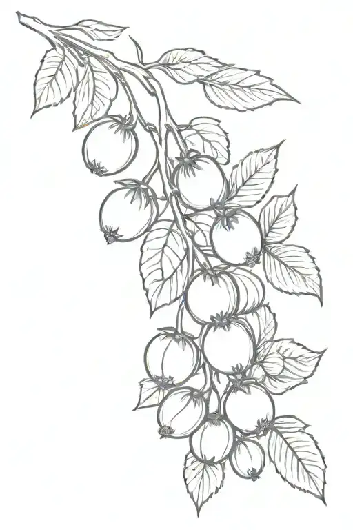 Lilac next to Gooseberries in a bundle tattoo design idea