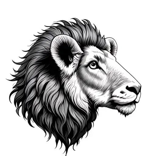 Lion Lamb tattoo design idea