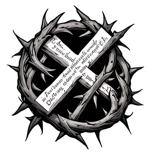 cross and thorns wraps around  and Bible verse Ecclesiastes 3:11 tattoo design idea