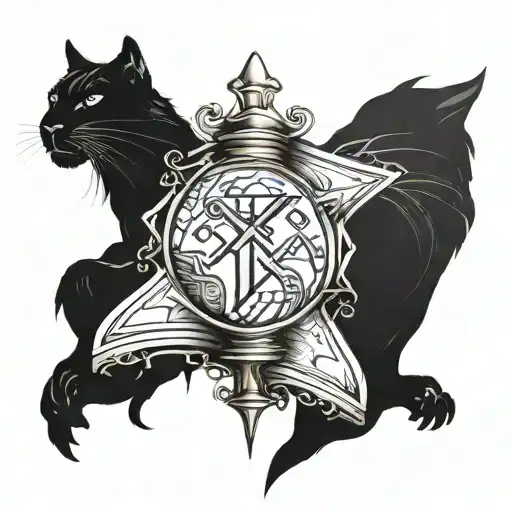 Jesus or a cross with a black panther hourglass the word sonder and the words the price you pay across bottom tattoo design idea