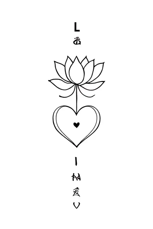 lotus flower and love heart and letter i tattoo design idea