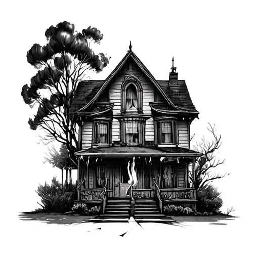 Burning House tattoo design idea