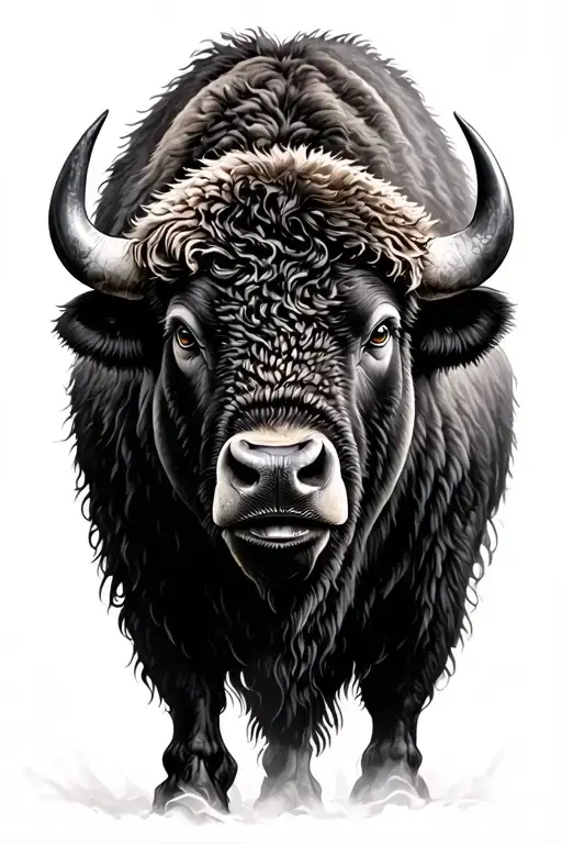 bison facing storm tattoo design idea